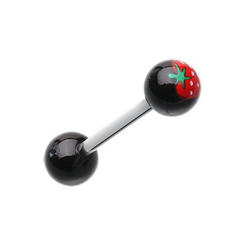 Strawberry Acrylic Top Barbell Tongue Ring Barbell Impulse Piercings Black