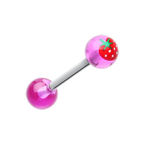 Strawberry Acrylic Top Barbell Tongue Ring Barbell Impulse Piercings Purple