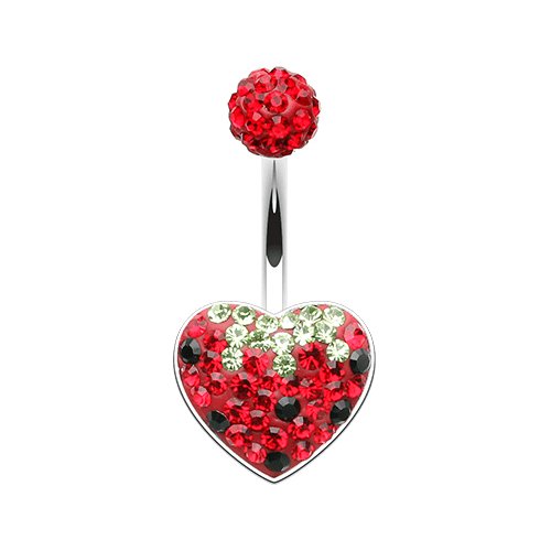 Strawberry Heart Multi-Sprinkle Dot Belly Button Ring Navel Ring Impulse Piercings Red