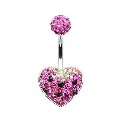 Strawberry Heart Multi-Sprinkle Dot Belly Button Ring Navel Ring Impulse Piercings Fuchsia