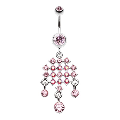 Striking Chandelier Belly Button Ring Navel Ring Impulse Piercings Light Pink