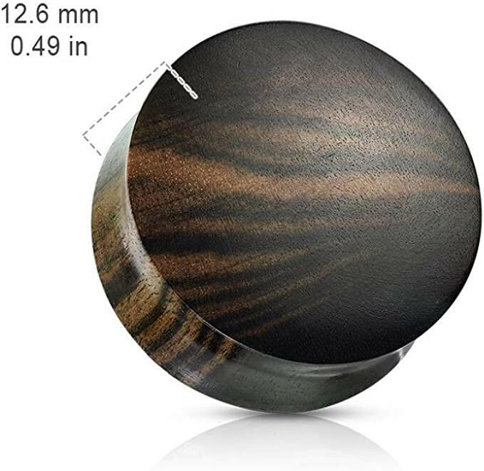 Striped Ebony Wood Convex Saddle Plug Plugs Impulse Piercings