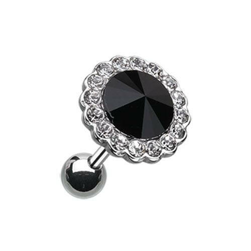 Studded Gem Crystal Cartilage Tragus Earring Cartilage Earring Impulse Piercings Clear/Black