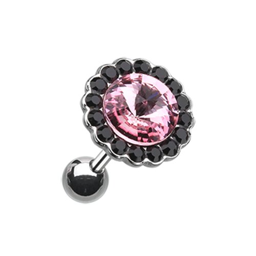 Studded Gem Crystal Cartilage Tragus Earring Cartilage Earring Impulse Piercings Black/Pink