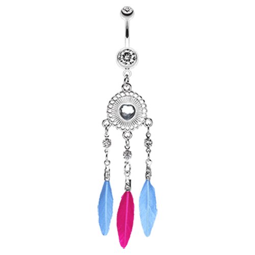 Stylish Heart Crystal Dream Catcher Belly Button Ring Navel Ring Impulse Piercings Clear