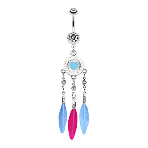 Stylish Heart Dream Catcher Belly Button Ring Navel Ring Impulse Piercings Clear