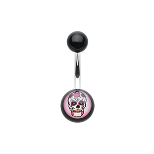 Sugar Skull Acrylic Logo Belly Button Ring Navel Ring Impulse Piercings