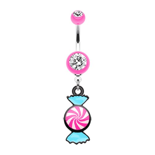 Sugar Swirls Candy Belly Button Ring Navel Ring Impulse Piercings Pink