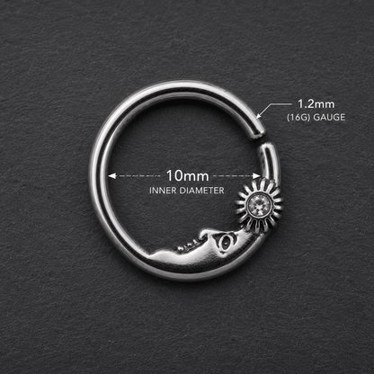 Sun & Moon Seamless Rings / Cartilage Earrings - Skin Metals