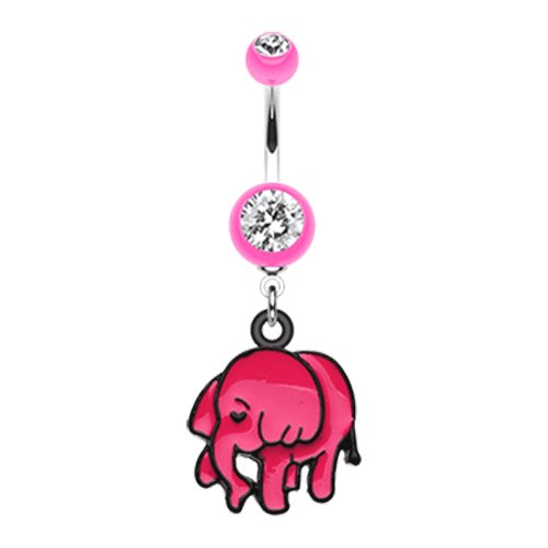 Super Cute Elephant Belly Button Ring Navel Ring Impulse Piercings Pink