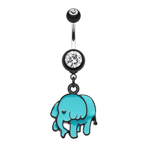 Super Cute Elephant Belly Button Ring Navel Ring Impulse Piercings Black