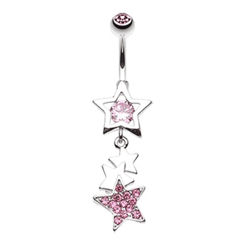 Super Star Belly Button Ring Navel Ring Impulse Piercings Light Pink