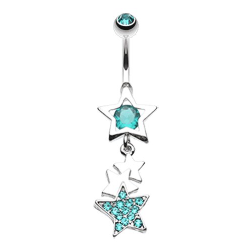 Super Star Belly Button Ring Navel Ring Impulse Piercings Teal