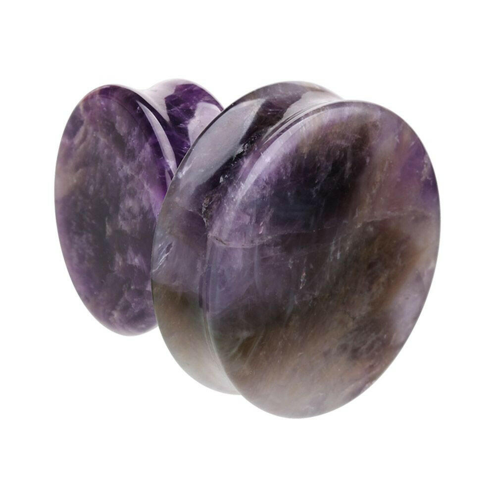 Supersize Amethyst Natural Stone Double Flared Ear Gauge Plug Plugs Impulse Piercings 1-1/8" (29mm)