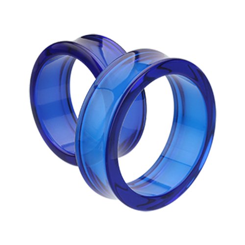 Supersize Basic Acrylic Double Flared Ear Gauge Tunnel Plug Earrings Plug Earrings Impulse Piercings 1-1/8" (29mm) Blue