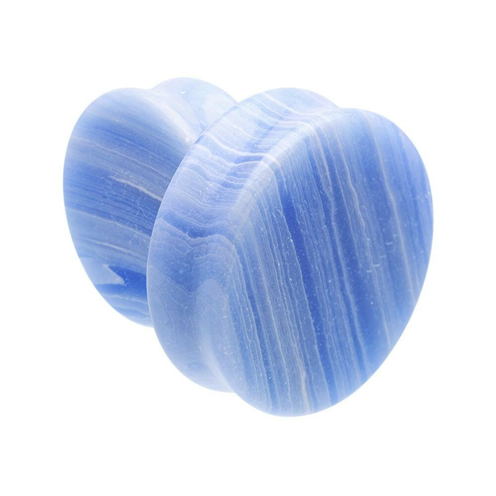 Supersize Blue Lace Agate Stone Double Flared Ear Gauge Plug Plugs Impulse Piercings 1-1/8" (29mm)