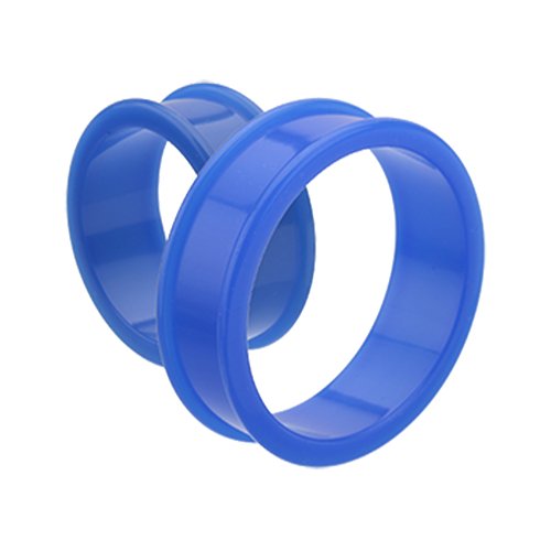 Supersize Flexible Silicone Double Flared Ear Gauge Tunnel Plug Earrings Plug Earrings Impulse Piercings 1-1/8" (29mm) Blue