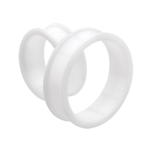 Supersize Flexible Silicone Double Flared Ear Gauge Tunnel Plug Earrings Plug Earrings Impulse Piercings 1-1/8" (29mm) White