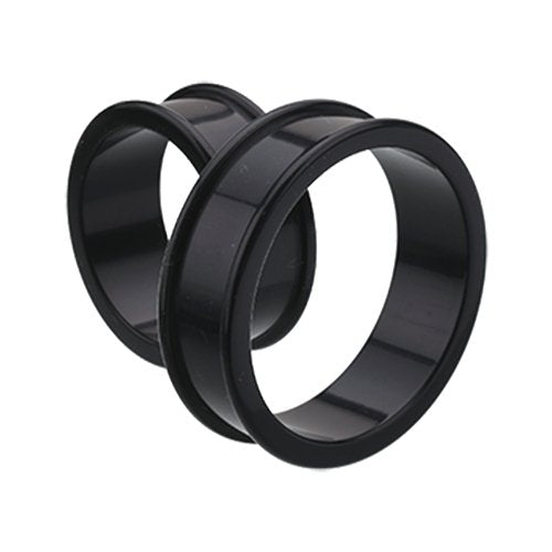 Supersize Flexible Silicone Double Flared Ear Gauge Tunnel Plug Earrings Plug Earrings Impulse Piercings 1-1/8" (29mm) Black