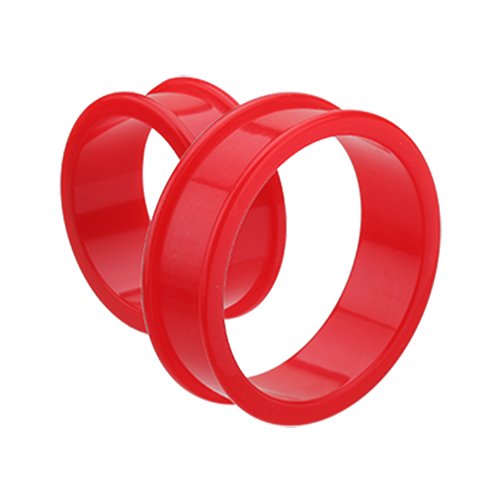 Supersize Flexible Silicone Double Flared Ear Gauge Tunnel Plug Earrings Plug Earrings Impulse Piercings 1-1/8" (29mm) Red