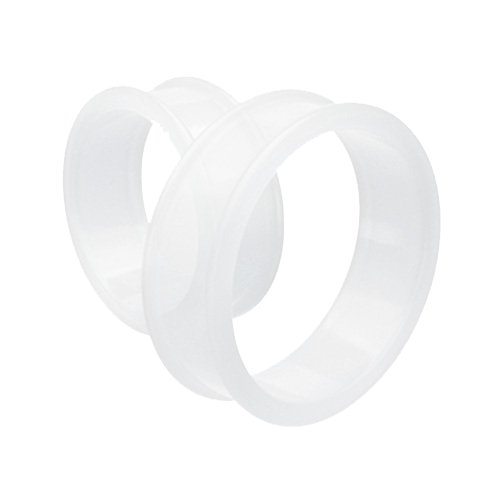 Supersize Flexible Silicone Double Flared Ear Gauge Tunnel Plug Tunnels Impulse Piercings Clear 1-1/8" (29mm)