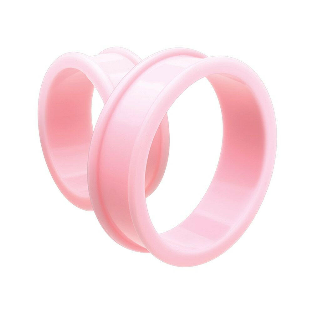 Supersize Flexible Silicone Double Flared Ear Gauge Tunnel Plug Earrings Plug Earrings Impulse Piercings 1-1/8" (29mm) Pink