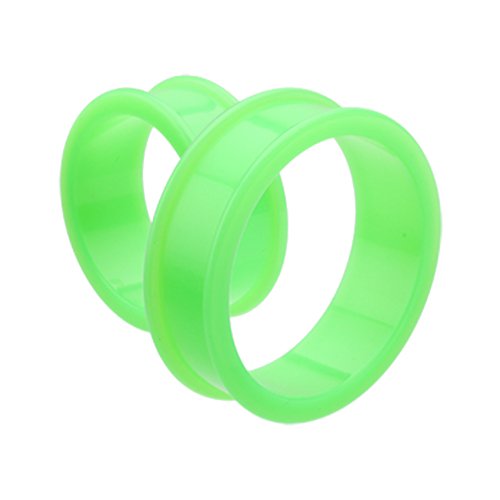 Supersize Flexible Silicone Double Flared Ear Gauge Tunnel Plug Earrings Plug Earrings Impulse Piercings 1-1/8" (29mm) Green