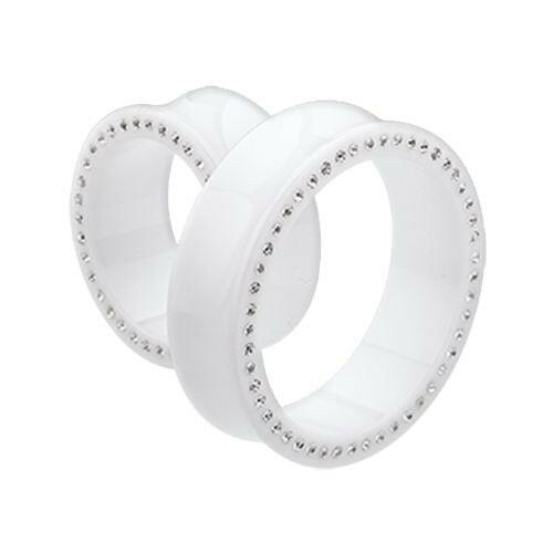 Supersize Multi Gem Acrylic Double Flared Ear Gauge Tunnel Plug Earrings Plug Earrings Impulse Piercings 7/8" (22mm) White/Clear