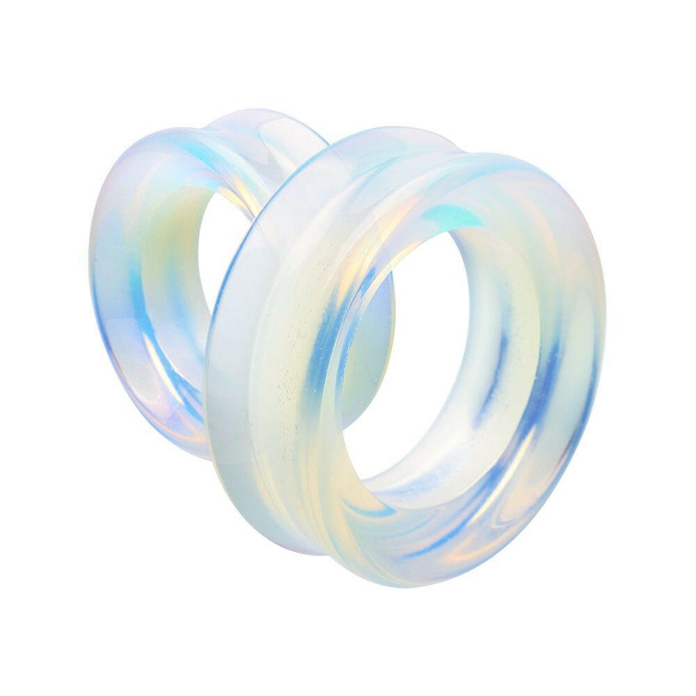 Supersize Opalite Stone Double Flared Eyelet Tunnel Ear Gauge Plug Earrings Plug Earrings Impulse Piercings 1-1/8" (29mm)