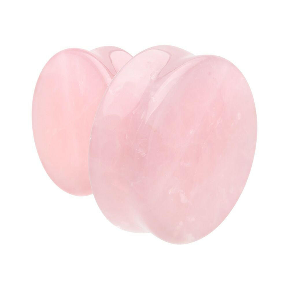 Supersize Pink Rose Quartz Natural Stone Double Flared Ear Gauge Plug Plugs Impulse Piercings 1-1/8" (29mm)