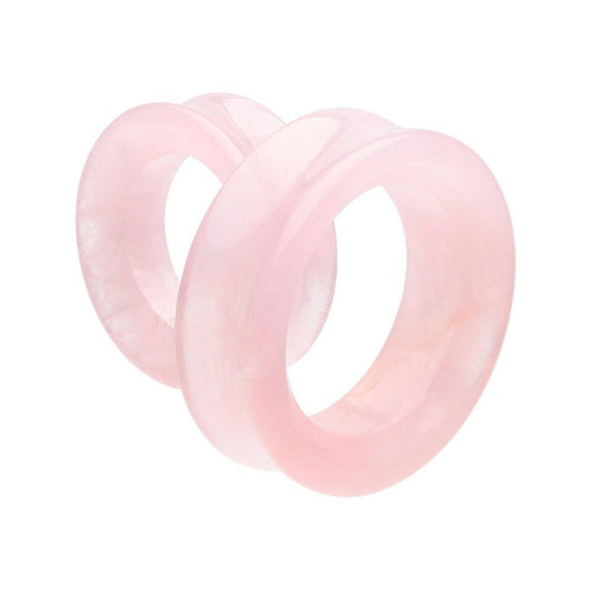 Supersize Pink Rose Quartz Stone Double Flared Eyelet Tunnel Ear Gauge Plug Plugs Impulse Piercings