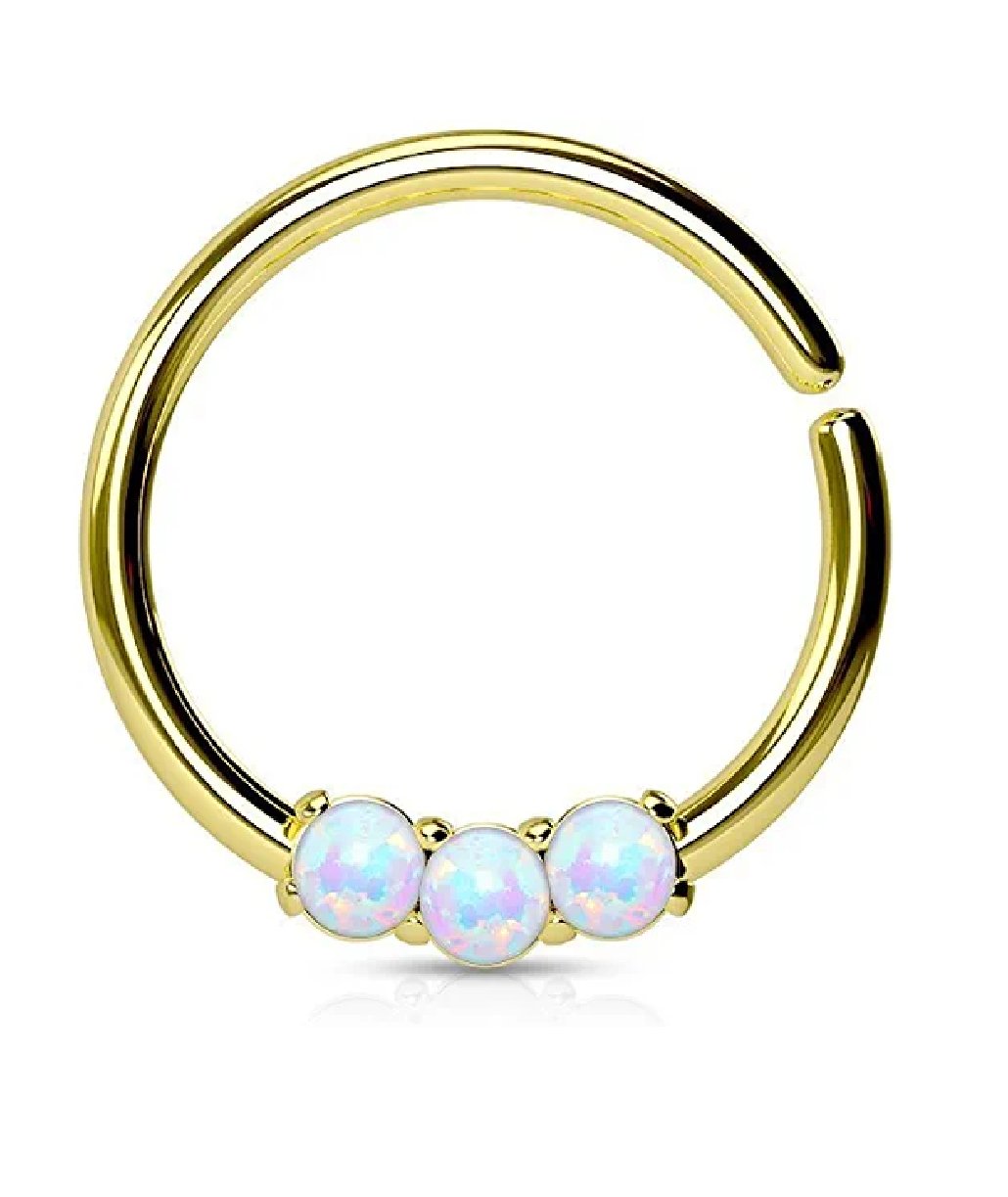 Surgical Steel 3 Opal Bendable Septum Cartilage Hoop Rings Septum Ring Impulse Piercings Gold