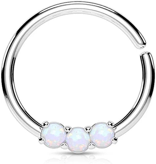 Surgical Steel 3 Opal Bendable Septum Cartilage Hoop Rings Septum Ring Impulse Piercings Steel