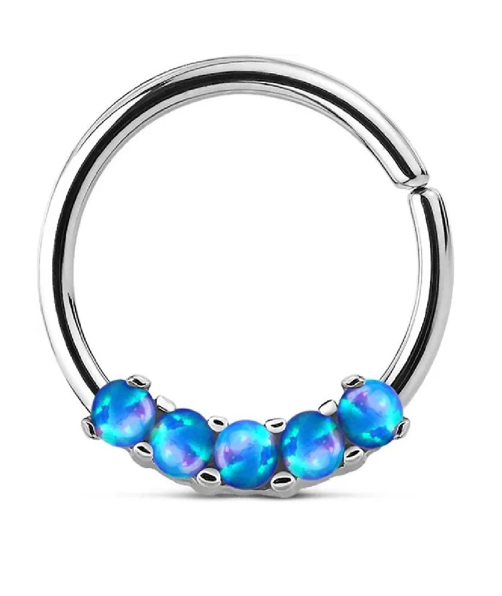 Surgical Steel 5 Opal Bendable Septum Cartilage Hoop Rings Septum Ring Impulse Piercings Blue