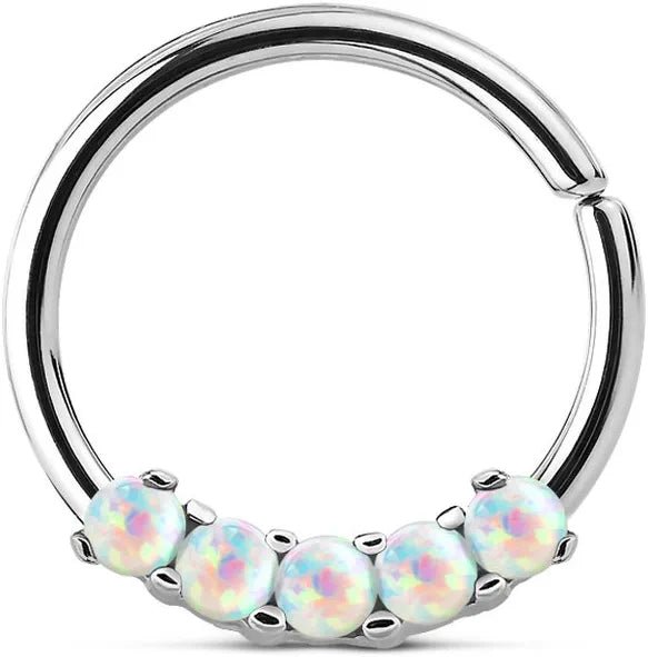 Surgical Steel 5 Opal Bendable Septum Cartilage Hoop Rings Septum Ring Impulse Piercings White