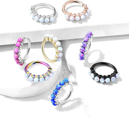 Surgical Steel 7 Opal Lined All Bendable Hoop Rings for Ear Cartilage Eyebrow Nose Rings Nose Ring Impulse Piercings