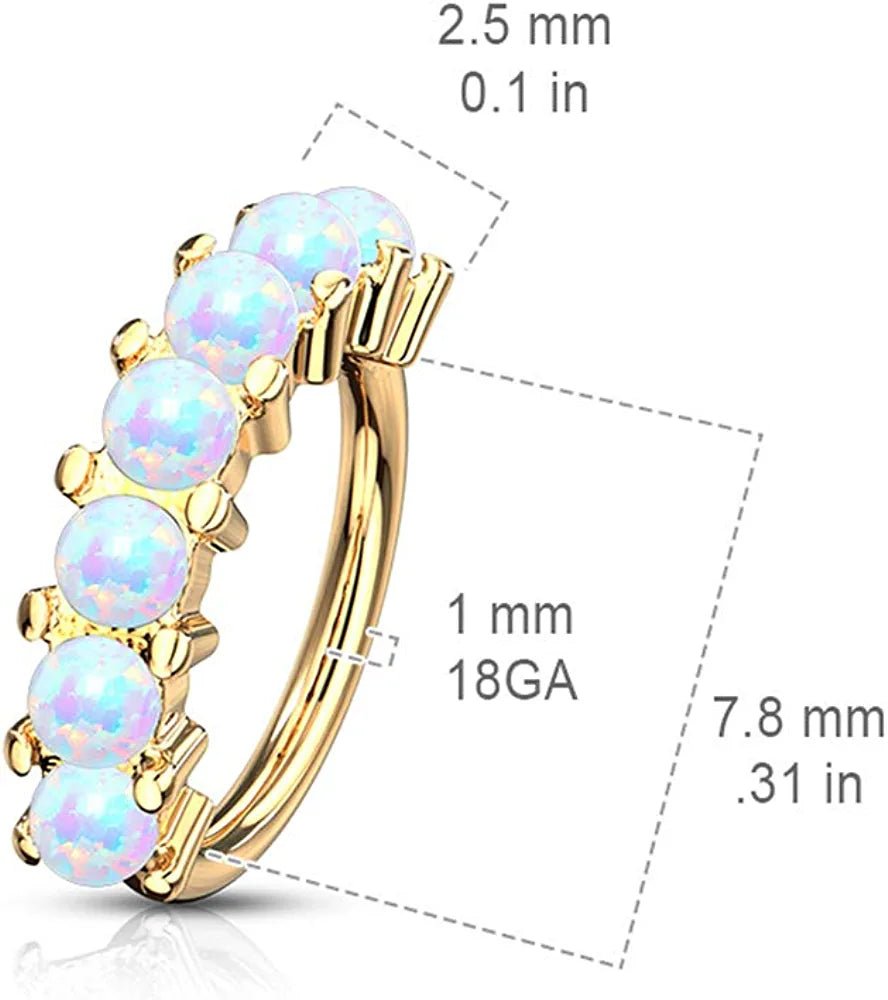 Surgical Steel 7 Opal Lined All Bendable Hoop Rings for Ear Cartilage Eyebrow Nose Rings Nose Ring Impulse Piercings