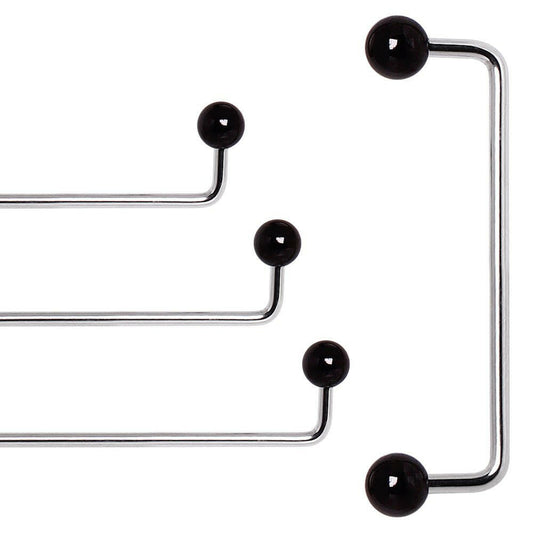 Surgical Steel 90 Degree Surface Barbell with Black PVD Plated Balls