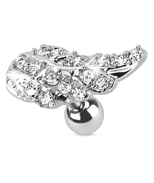 Surgical Steel Angel Wing with Paved CZ Cartilage Tragus Barbells Cartilage Earring Impulse Piercings