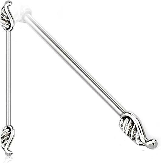 Surgical Steel Angel Wings Industrial Barbell Industrial Barbell Impulse Piercings 16GA Length: 1&1/2" (38mm) Steel