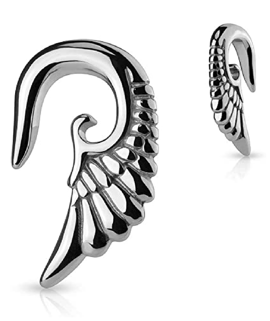 Surgical Steel Angelic Wing Hanging Taper Tapers Impulse Piercings 14GA (1.6mm)