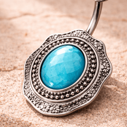 Surgical Steel Antique Turquoise Brooch Navel Ring Navel Ring Skin Metals