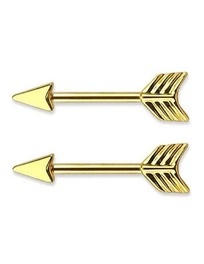 Surgical Steel Arrow Nipple Barbell Rings Nipple Ring Impulse Piercings Gold