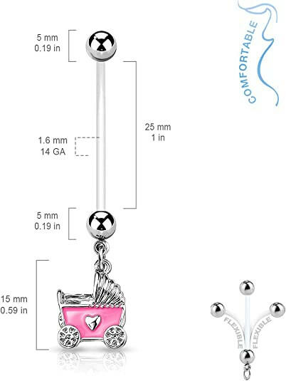 Surgical Steel Baby Stroller Pregnancy Bioflex Belly Navel Ring Navel Ring Impulse Piercings