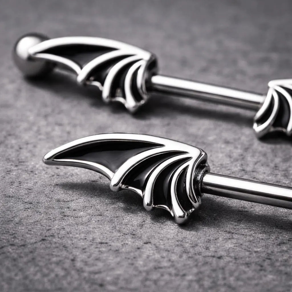 Surgical Steel Bat Wings Nipple Bar Nipple Ring Impulse Piercings