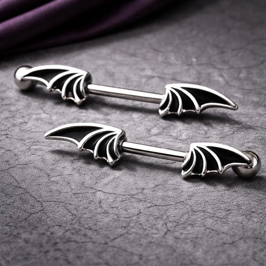 Surgical Steel Bat Wings Nipple Bar Nipple Ring Impulse Piercings