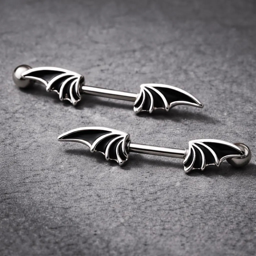 Surgical Steel Bat Wings Nipple Bar Nipple Ring Impulse Piercings