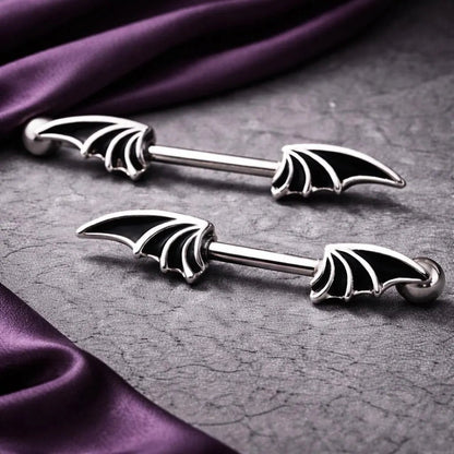 Surgical Steel Bat Wings Nipple Bar Nipple Ring Impulse Piercings