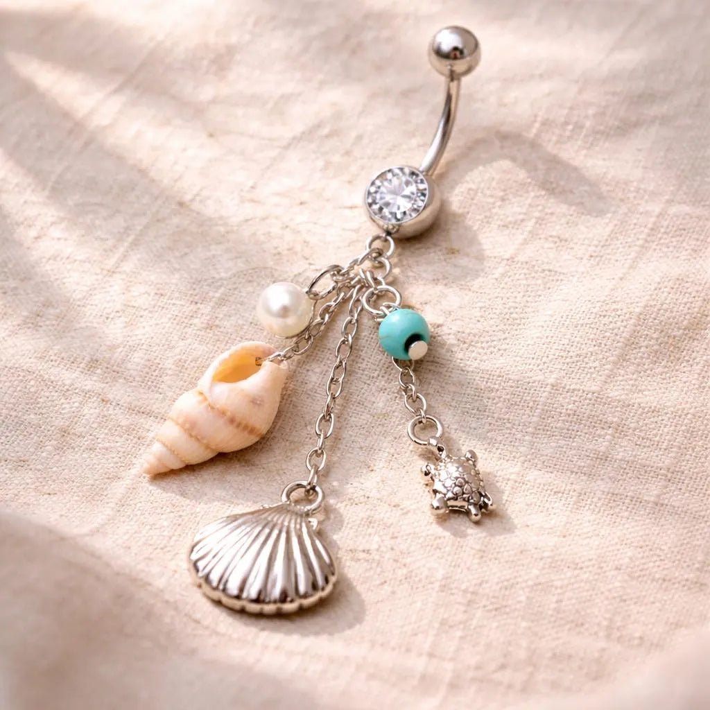 Surgical Steel Beach Charms Dangle Belly Button Navel Ring Belly Button Ring Skin Metals