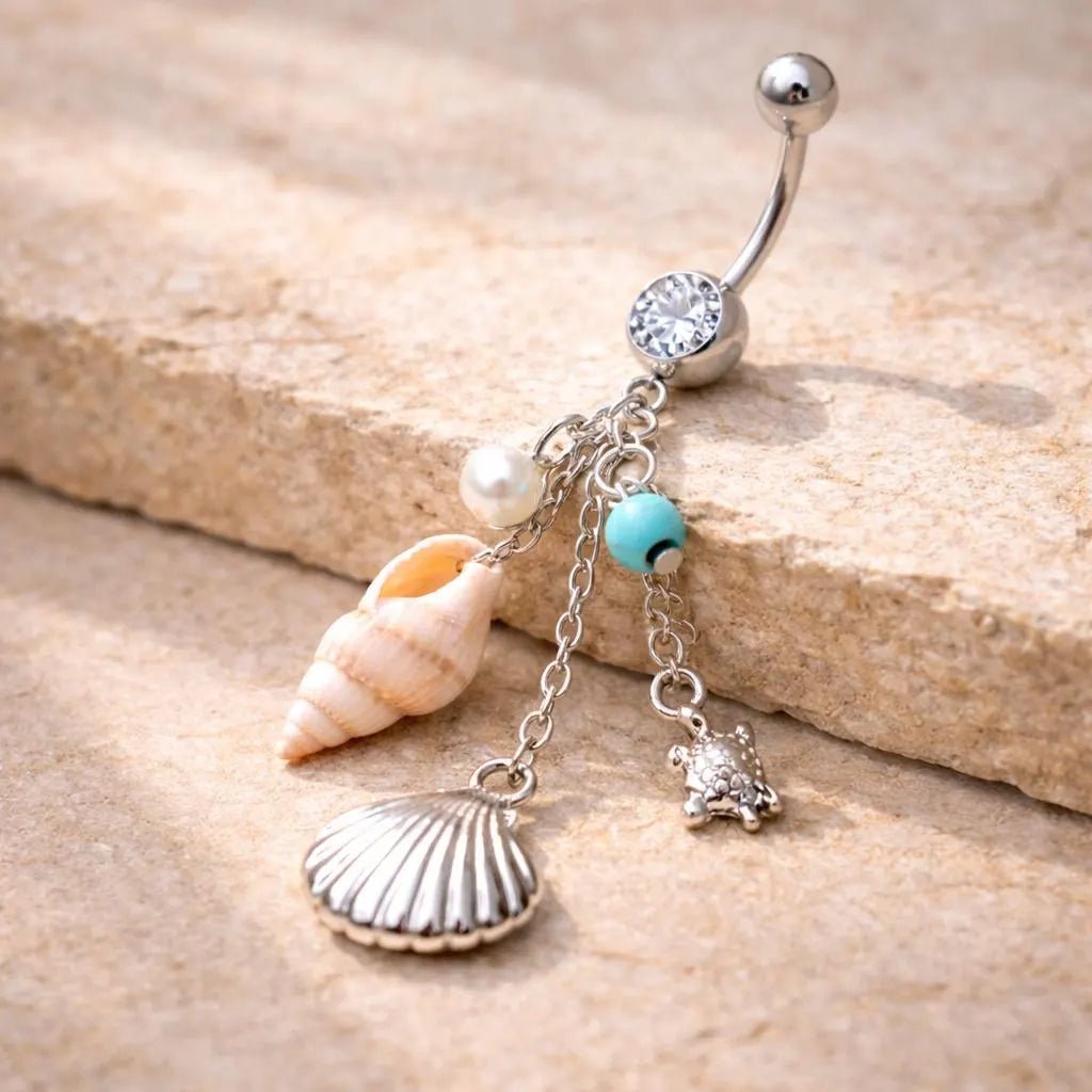 Surgical Steel Beach Charms Dangle Belly Button Navel Ring Belly Button Ring Skin Metals